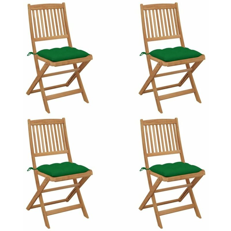 

Sillas de jardin plegables 4 uds y cojines madera maciza acacia