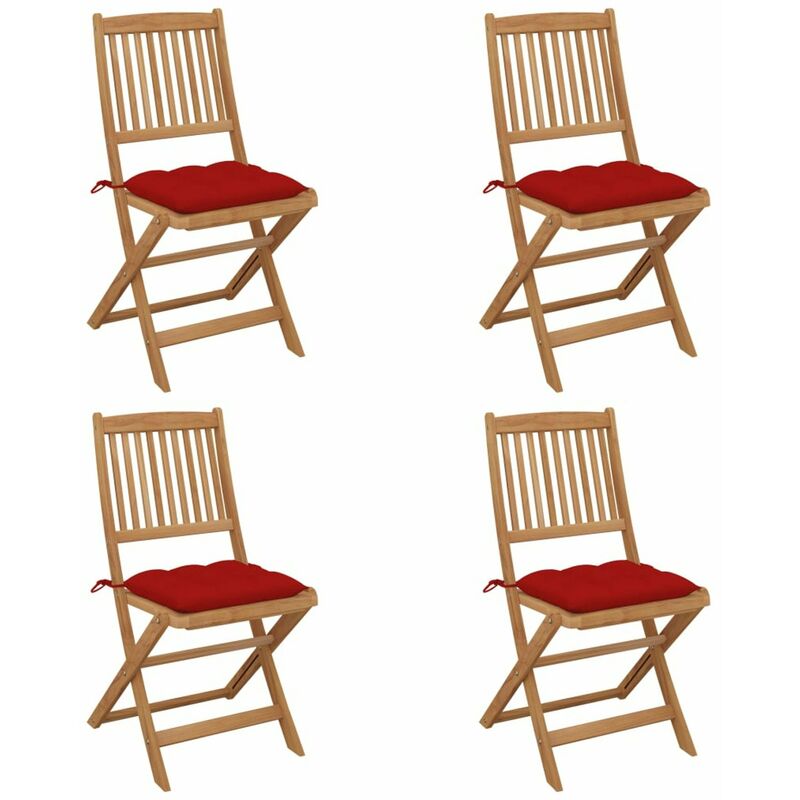 

Sillas de jardin plegables 4 uds y cojines madera maciza acacia