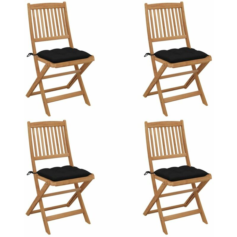

Sillas de jardin plegables 4 uds y cojines madera maciza acacia