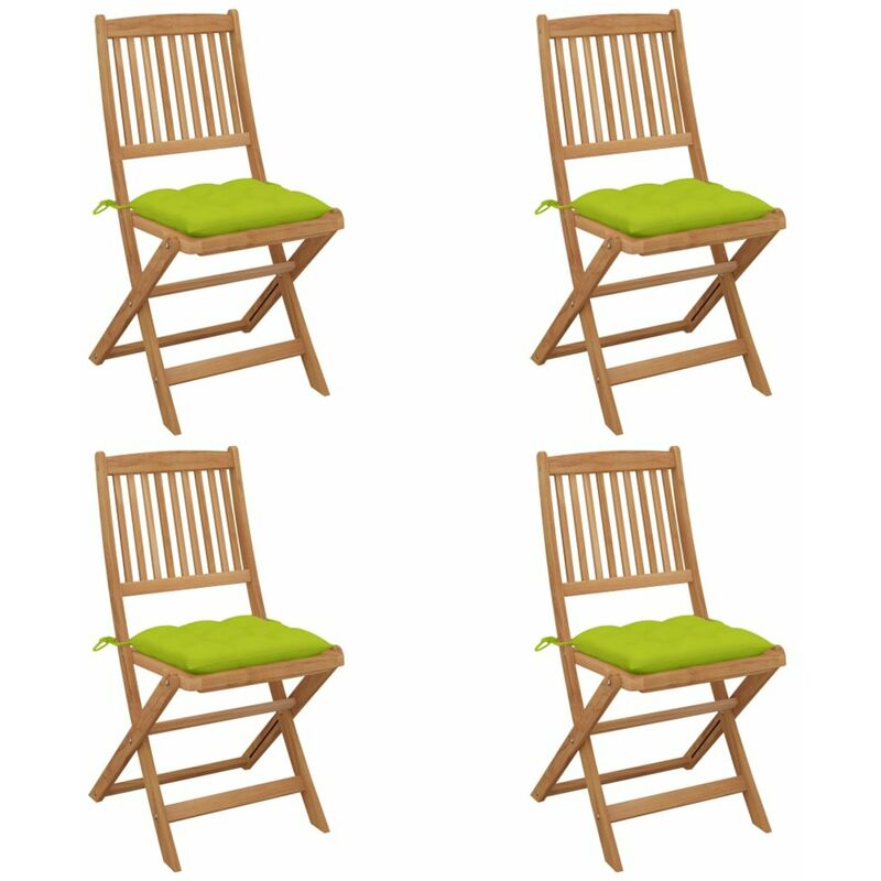 

Sillas de jardin plegables 4 uds y cojines madera maciza acacia