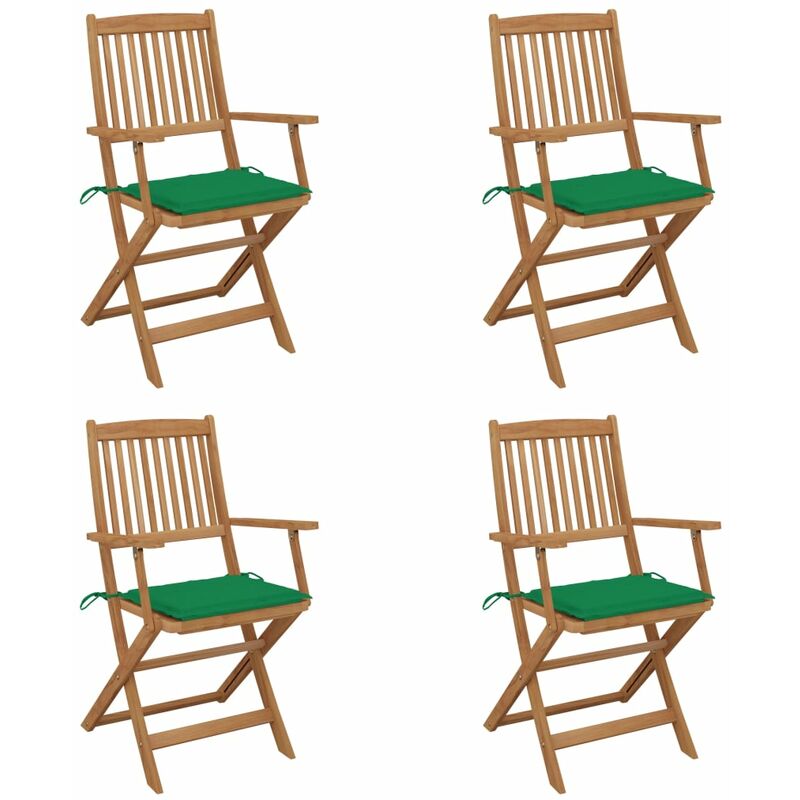 

Sillas de jardín plegables 4 uds y cojines madera maciza acacia