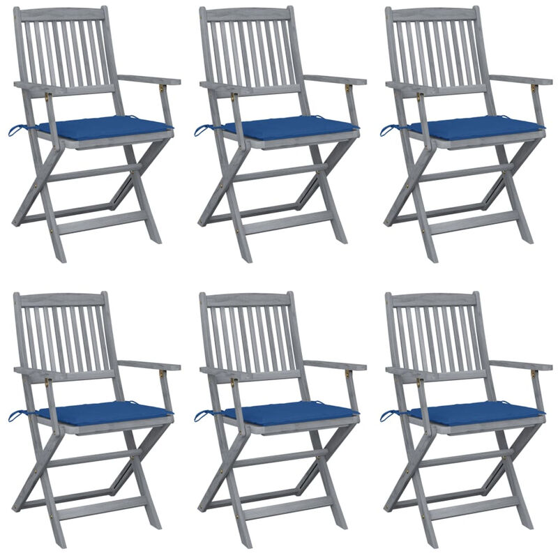

Sillas de jardin plegables 6 uds cojines madera maciza acacia
