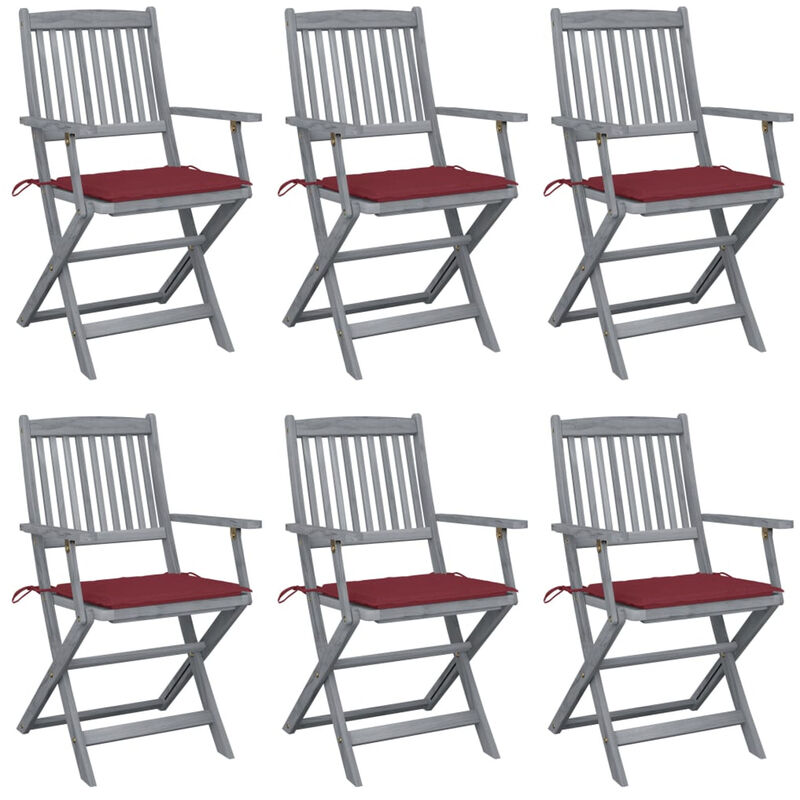

Sillas de jardin plegables 6 uds cojines madera maciza acacia