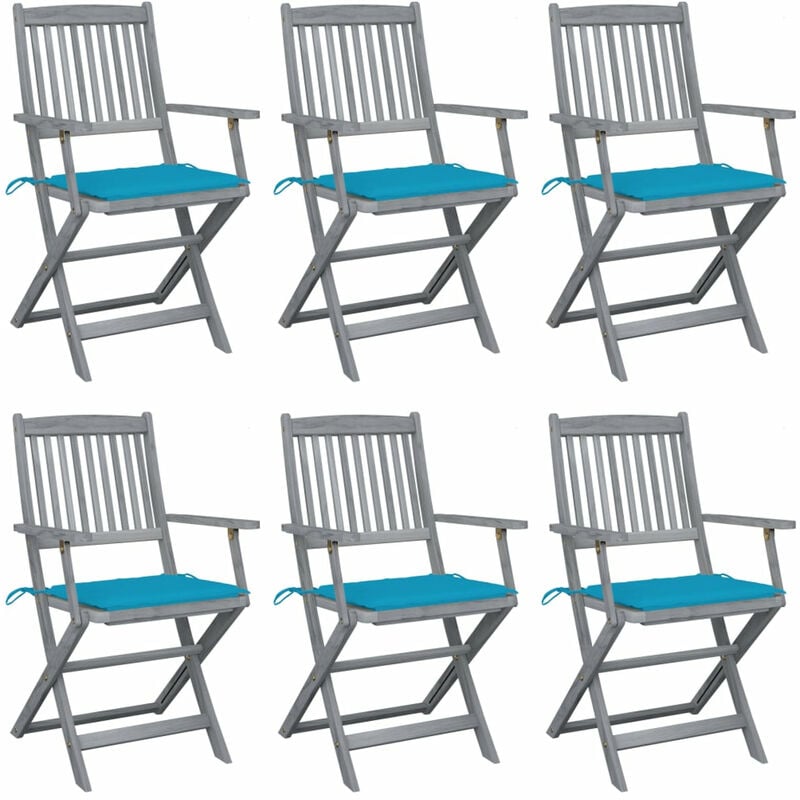 

Sillas de jardin plegables 6 uds cojines madera maciza acacia