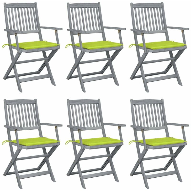 

Sillas de jardin plegables 6 uds cojines madera maciza acacia
