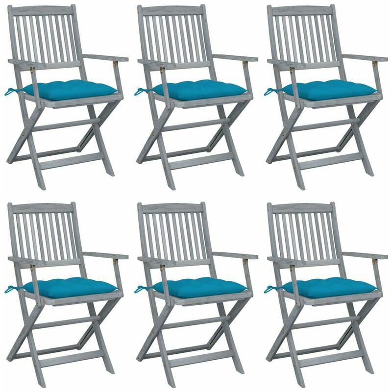 

Sillas de jardin plegables 6 uds cojines madera maciza acacia