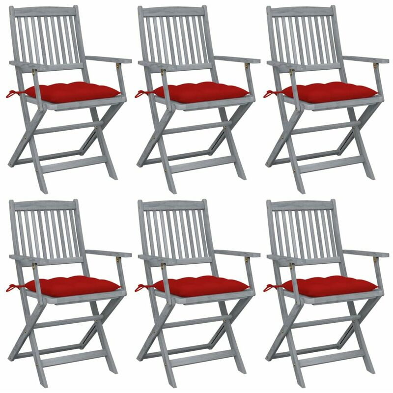 

Sillas de jardin plegables 6 uds cojines madera maciza acacia
