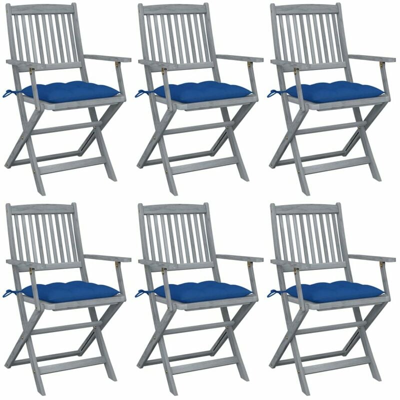

Sillas de jardin plegables 6 uds cojines madera maciza acacia