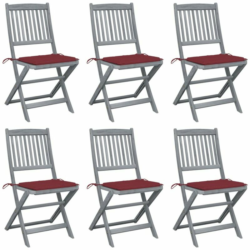 

Sillas de jardin plegables 6 uds cojines madera maciza acacia