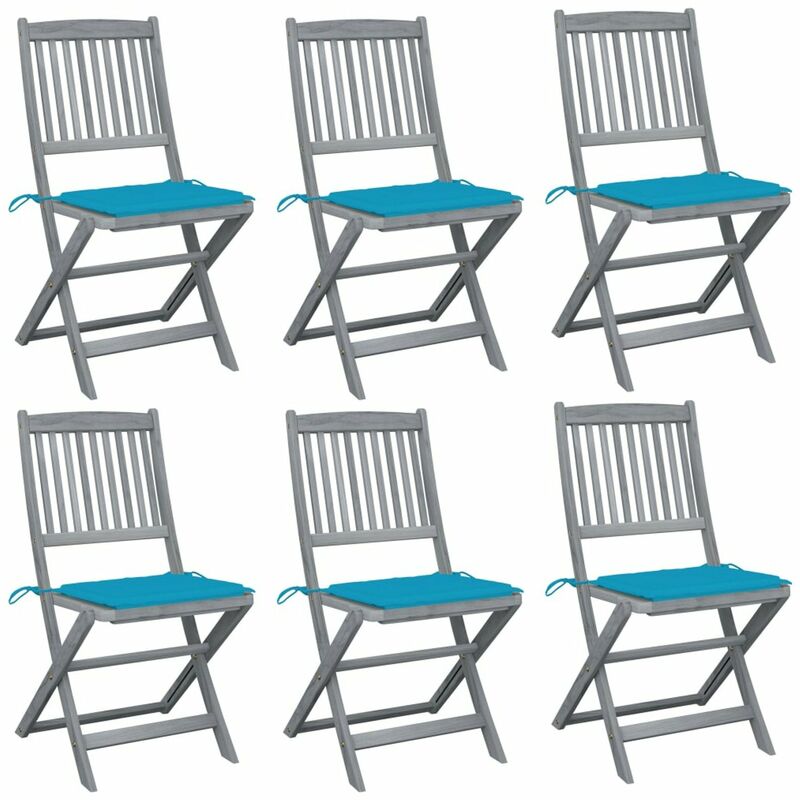 

Sillas de jardin plegables 6 uds cojines madera maciza acacia