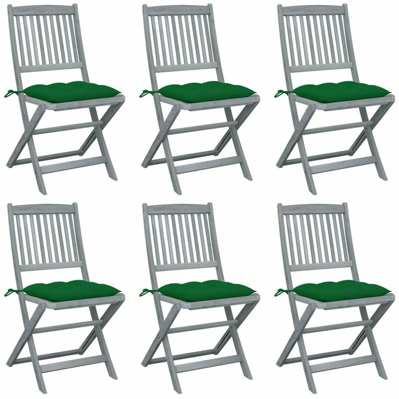 

Sillas de jardin plegables 6 uds cojines madera maciza acacia