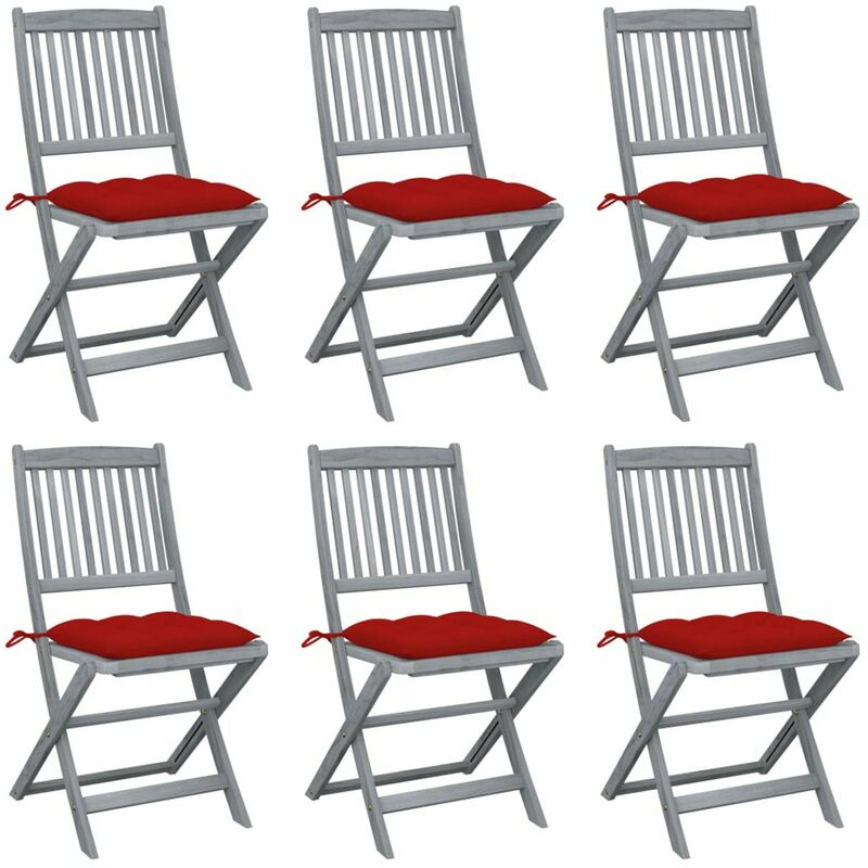 

Sillas de jardin plegables 6 uds cojines madera maciza acacia