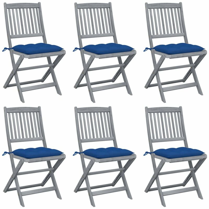 

Sillas de jardin plegables 6 uds cojines madera maciza acacia
