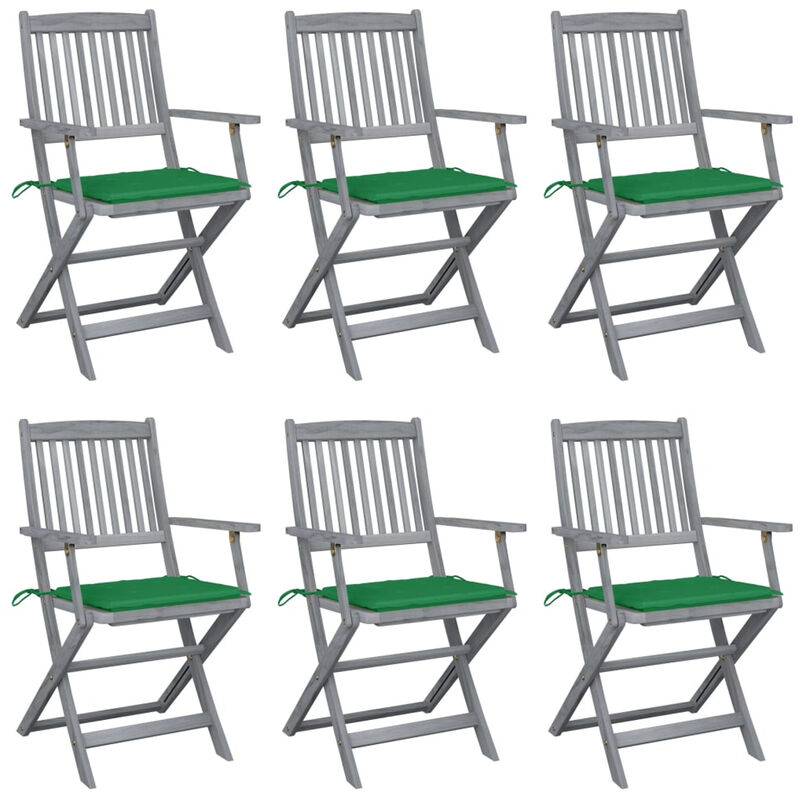 

Sillas de jardin plegables 6 uds cojines madera maciza acacia