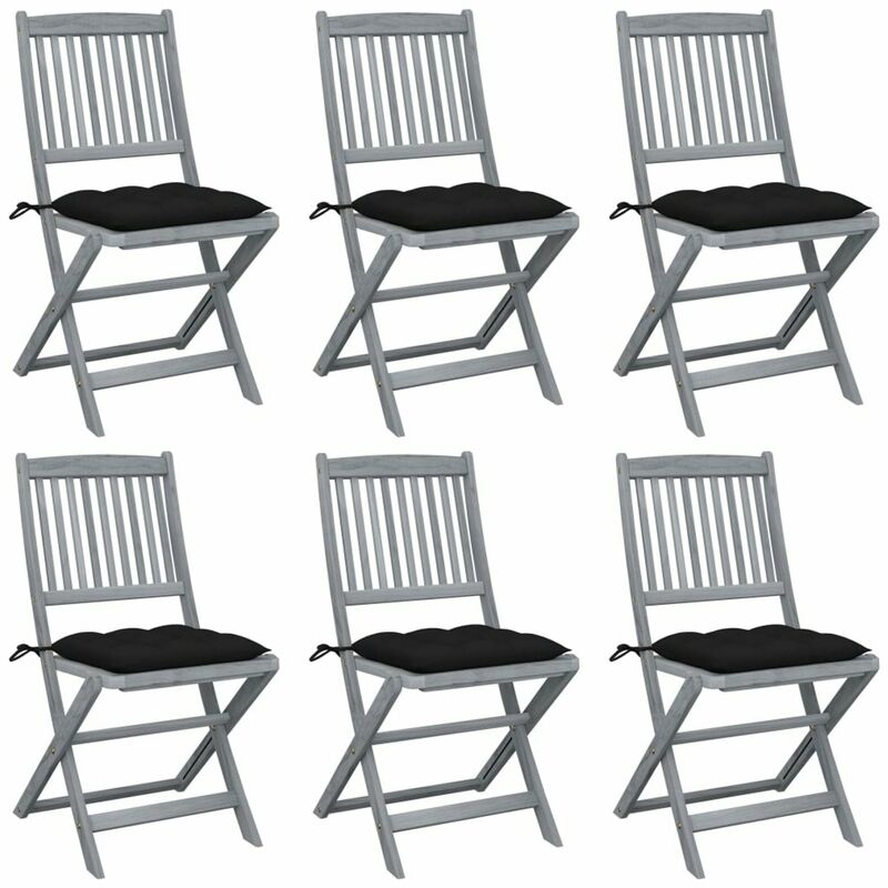 

Sillas de jardin plegables 6 uds cojines madera maciza acacia