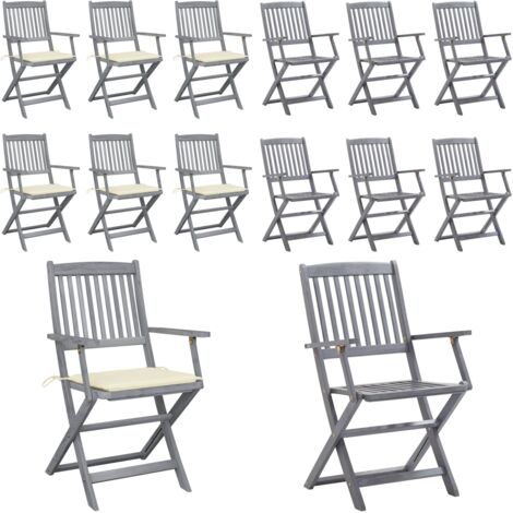 Sillas de jardín plegables 6 uds cojines madera maciza acacia - Sillas plegables - Sillas de comedor