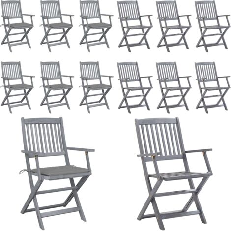 Sillas de jardín plegables 6 uds cojines madera maciza acacia - Sillas plegables - Sillas de comedor