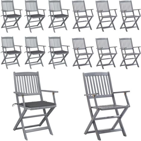 Sillas de jardín plegables 6 uds cojines madera maciza acacia - Sillas plegables - Sillas de comedor