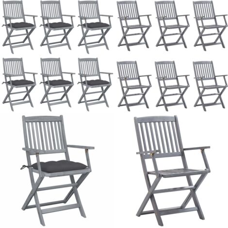 Sillas de jardín plegables 6 uds cojines madera maciza acacia - Sillas plegables - Sillas de comedor