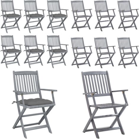 Sillas de jardín plegables 6 uds cojines madera maciza acacia - Sillas plegables - Sillas de comedor