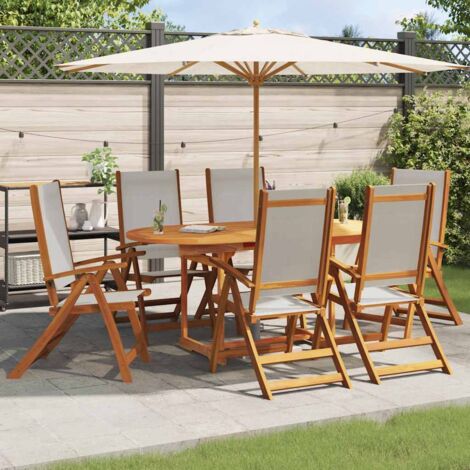 Sillas de jardín plegables 6 uds madera maciza acacia textileno