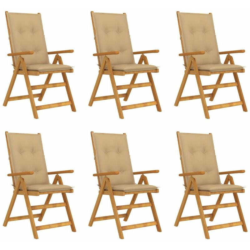 

Sillas de jardin plegables 6 uds madera maciza acacia y cojines