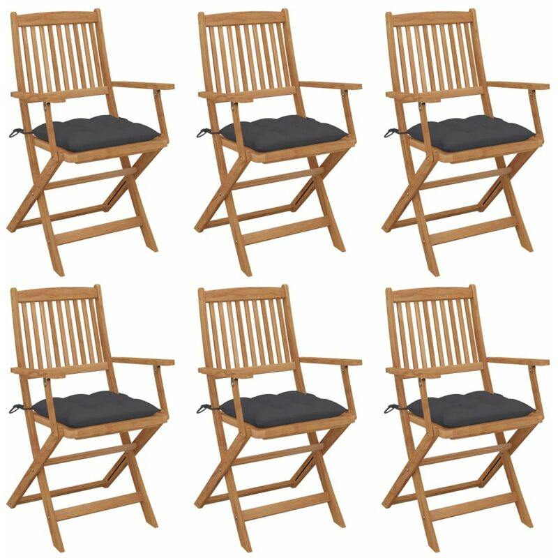 

Sillas de jardin plegables 6 uds madera maciza acacia y cojines