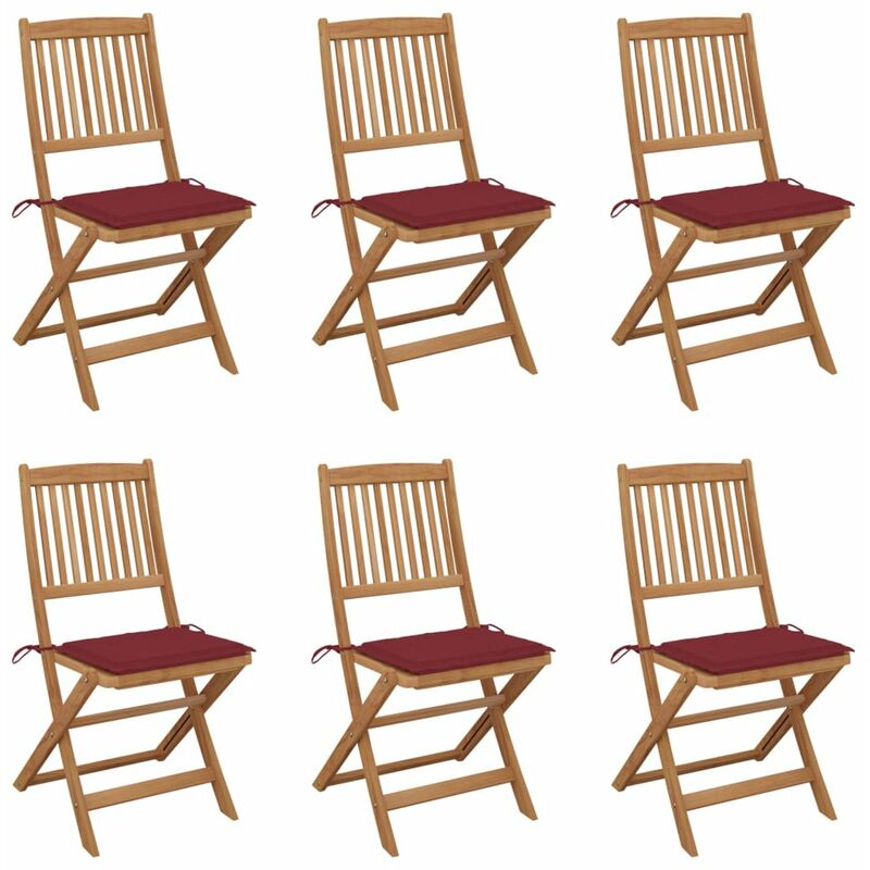 

Happyshopping - Sillas de jardin plegables 6 uds madera maciza acacia y cojines