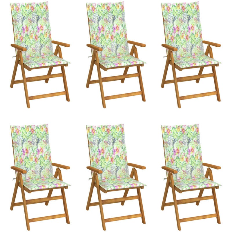 

Happyshopping - Sillas de jardin plegables 6 uds madera maciza acacia y cojines