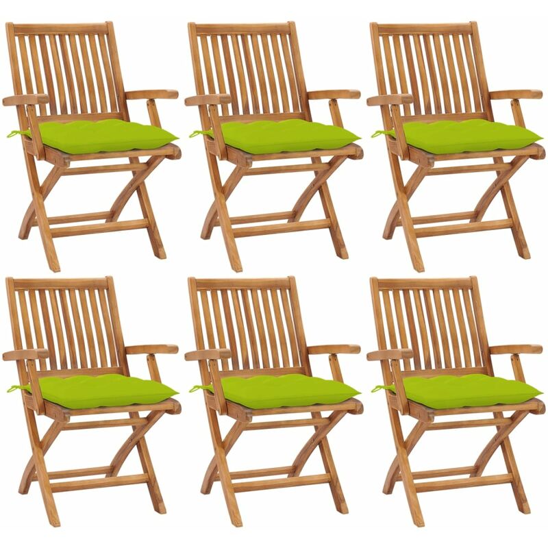 

Sillas de jardín plegables 6 uds madera maciza teca con cojines