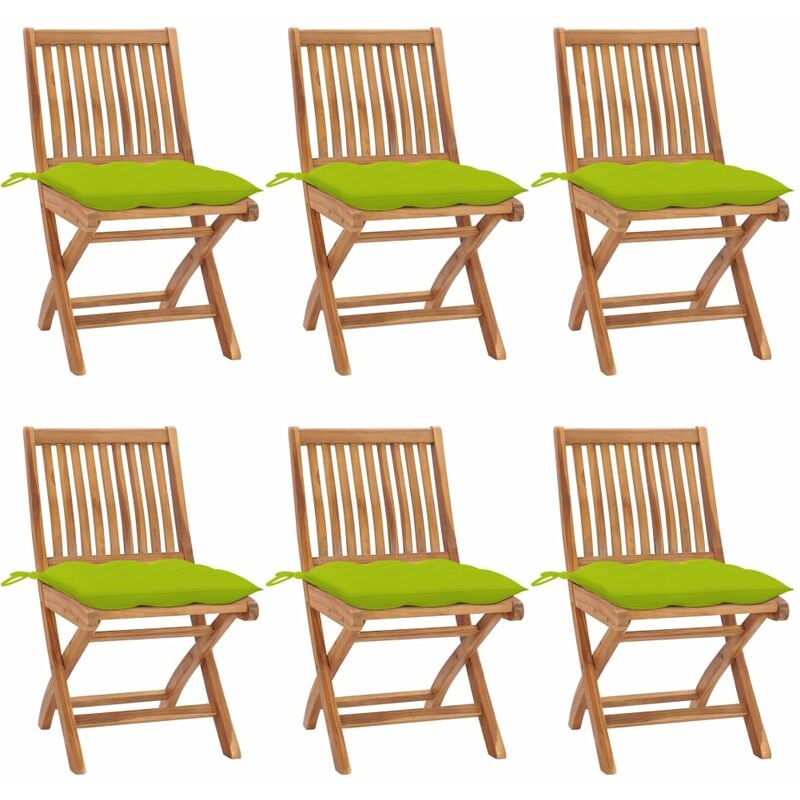 

Sillas de jardín plegables 6 uds madera maciza teca con cojines