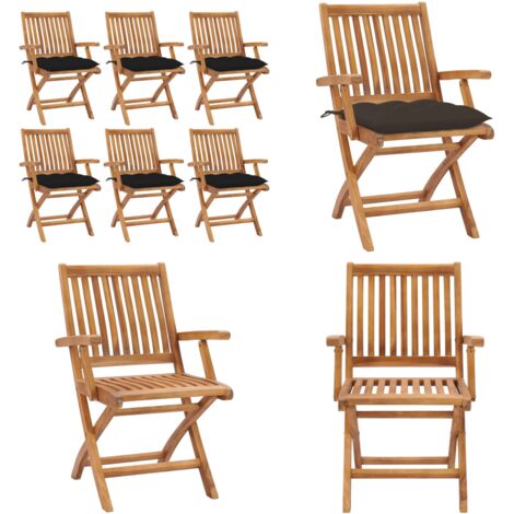 Sillas de jardín plegables 6 uds madera maciza teca con cojines - Sillas de exterior - Sillas de jardín plegables