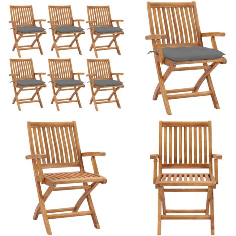Sillas de jardín plegables 6 uds madera maciza teca con cojines - Sillas de exterior - Sillas plegables
