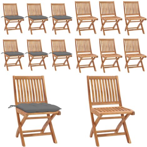 Sillas de jardín plegables 6 uds madera maciza teca con cojines - Sillas de exterior - Sillas plegables