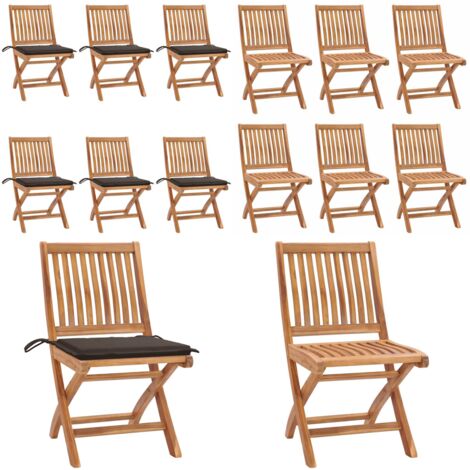 Sillas de jardín plegables 6 uds madera maciza teca con cojines - Sillas de exterior - Sillas plegables