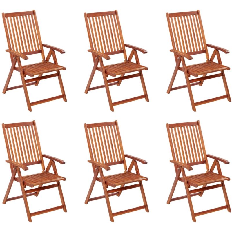 

vidaXL Sillas de jardín plegables 6 uds madera macizo de acacia - Marrón