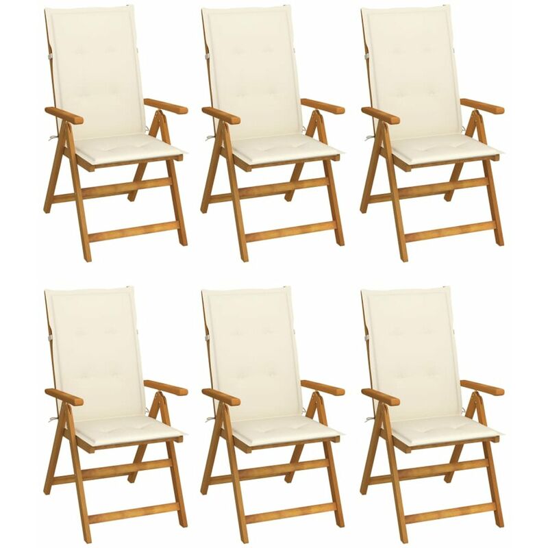 

Happyshopping - Sillas de jardin plegables 6 uds y cojines madera maciza acacia