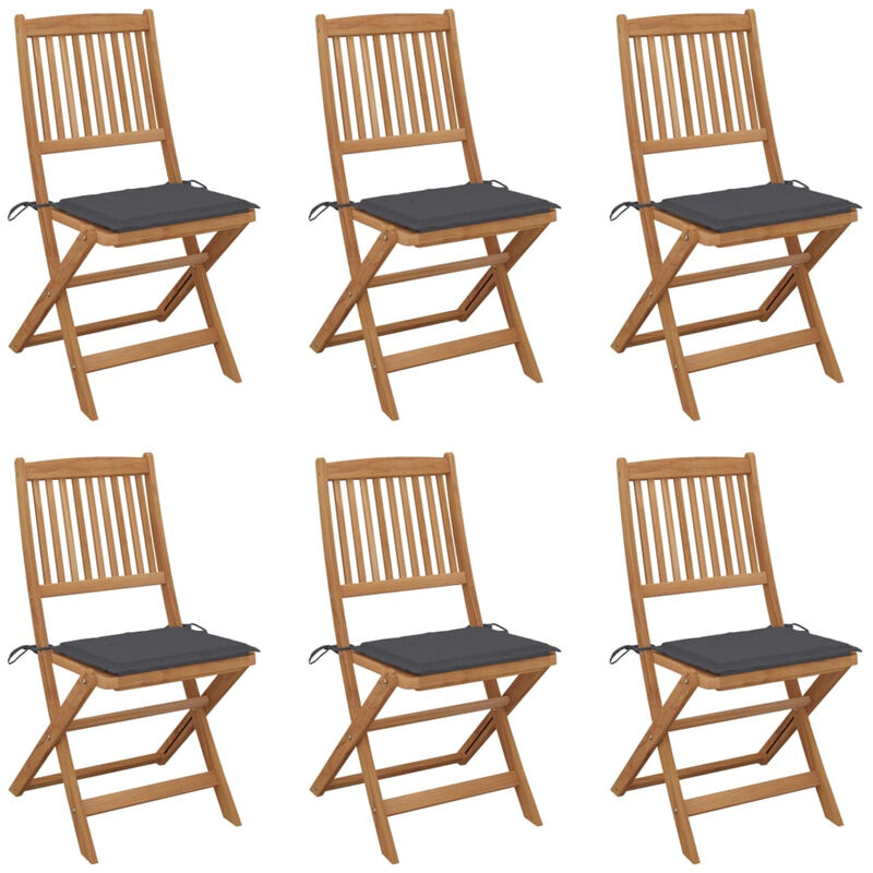 

Sillas de jardin plegables 6 uds y cojines madera maciza acacia