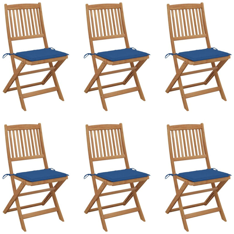 

Sillas de jardin plegables 6 uds y cojines madera maciza acacia