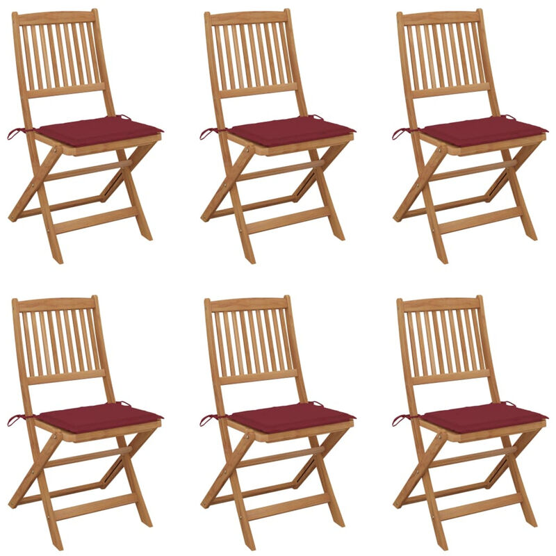 

Sillas de jardin plegables 6 uds y cojines madera maciza acacia