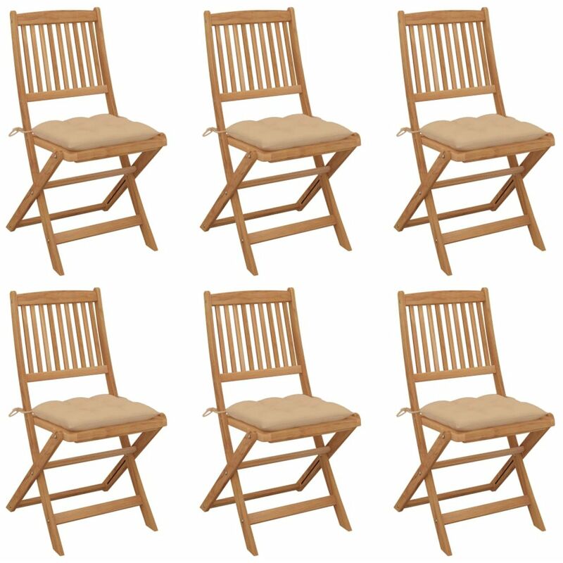 

Sillas de jardin plegables 6 uds y cojines madera maciza acacia