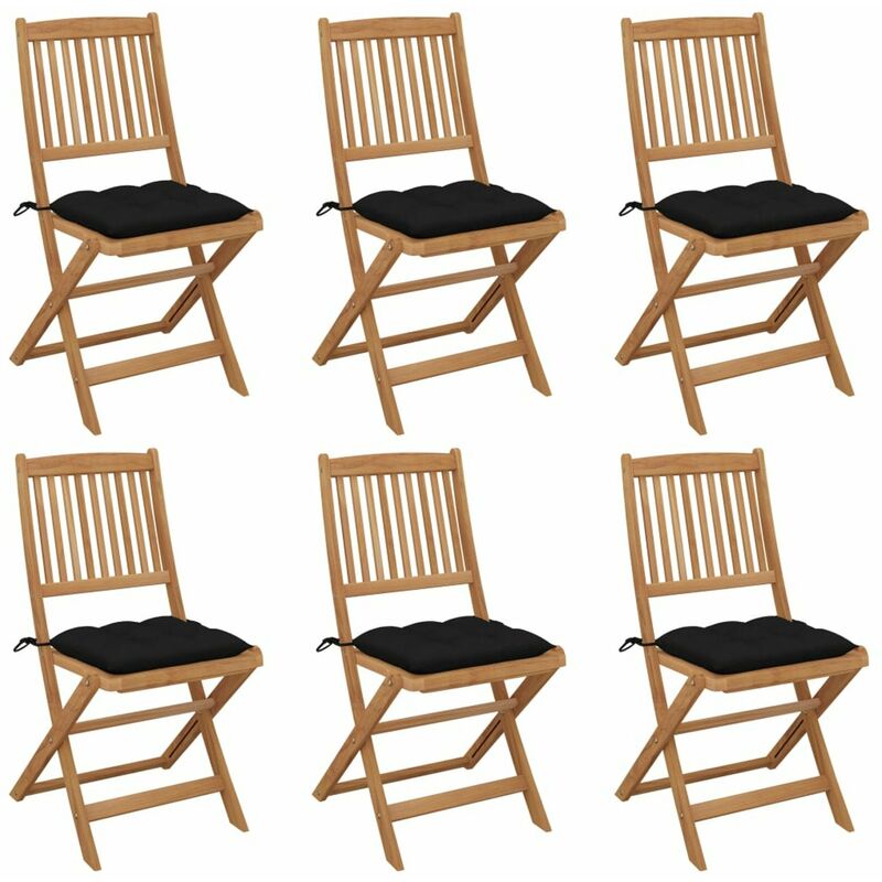 

Sillas de jardin plegables 6 uds y cojines madera maciza acacia