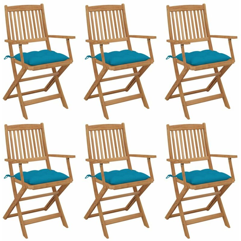 

Sillas de jardin plegables 6 uds y cojines madera maciza acacia