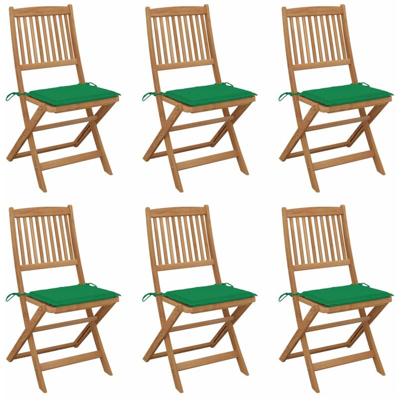 

Happyshopping - Sillas de jardin plegables 6 uds y cojines madera maciza acacia