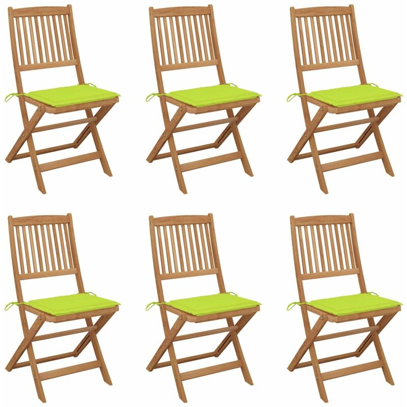 

Happyshopping - Sillas de jardin plegables 6 uds y cojines madera maciza acacia