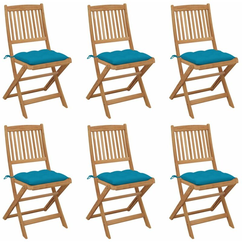 

Sillas de jardin plegables 6 uds y cojines madera maciza acacia