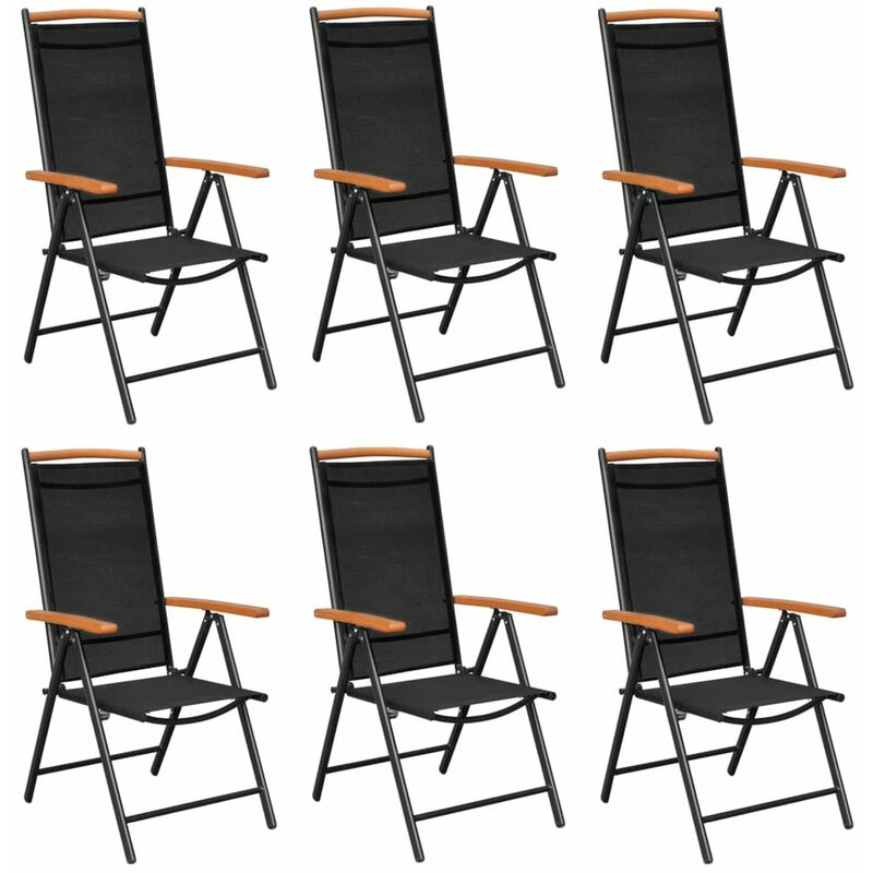 

Sillas de jardin plegables 6 unidades textilene negro