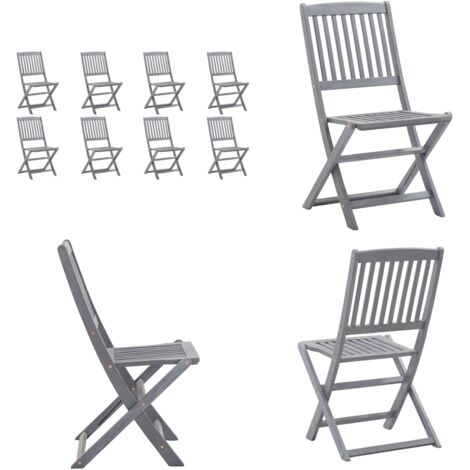Sillas de jardín plegables 8 uds madera maciza acacia - Sillas de comedor - Sillas plegables