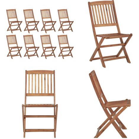 Sillas de jardín plegables 8 uds madera maciza acacia - Sillas de comedor - Sillas plegables