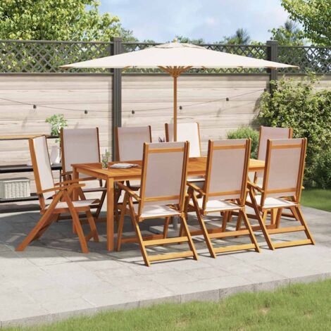 Sillas de jardín plegables 8 uds madera maciza acacia textileno